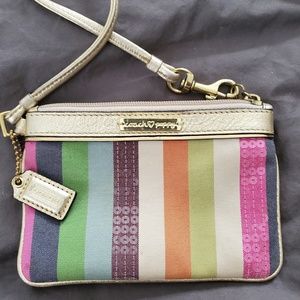 Coach Poppy Striped Wristlet